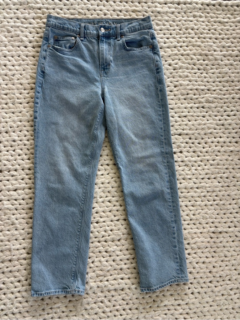 American Eagle Outfitters Light Blue High Rise Ankle Straight Leg Jeans